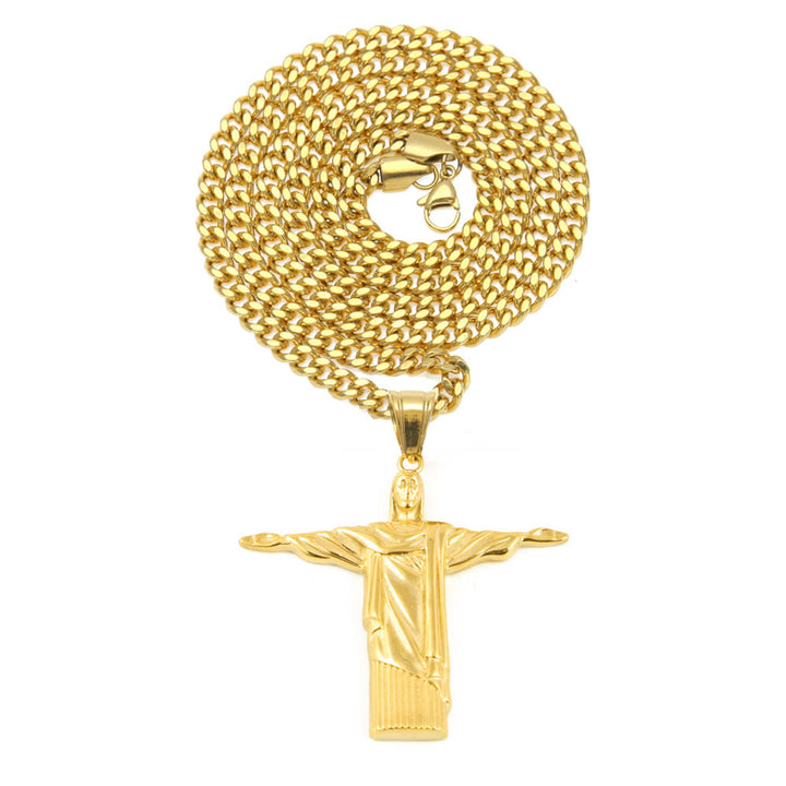 Collana con ciondolo Cristo Redentore in stile classico e finitura dorata Christianartworkshop - image 2