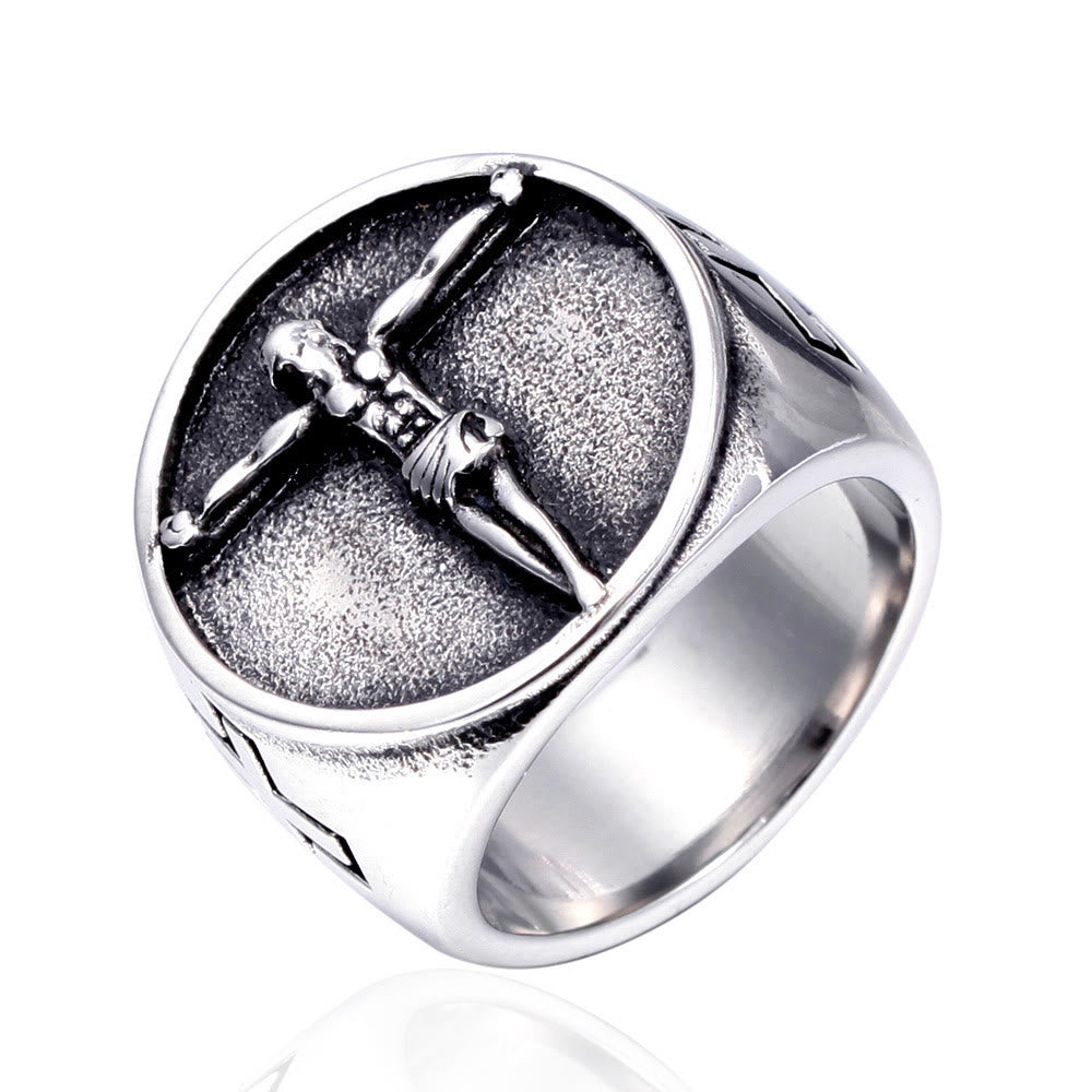 Christianartworkshop Anello classico retrò con simbolo della croce di Gesù e della fede benedetta - image 6