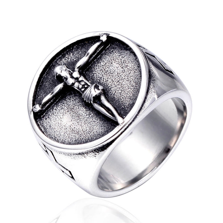 Christianartworkshop Anello classico retrò con simbolo della croce di Gesù e della fede benedetta - image 6
