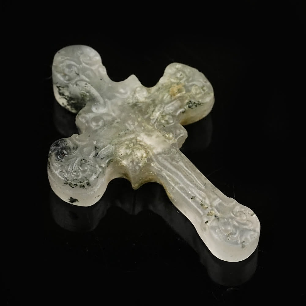 Christianartworkshop Pietra naturale Occhio di tigre Labradorite Ossidiana Lapislazzuli Decorazioni a volute Crocifisso - Labradorite - image 1