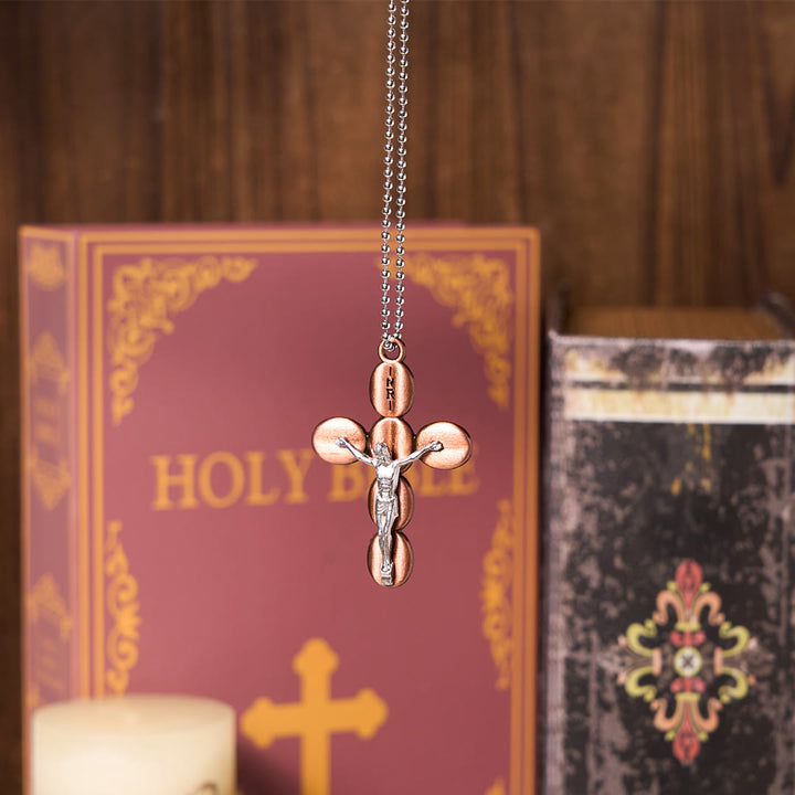 Collana con ciondolo e amuleto religioso protettivo con crocifisso in stile semplice Christianartworkshop - image 5