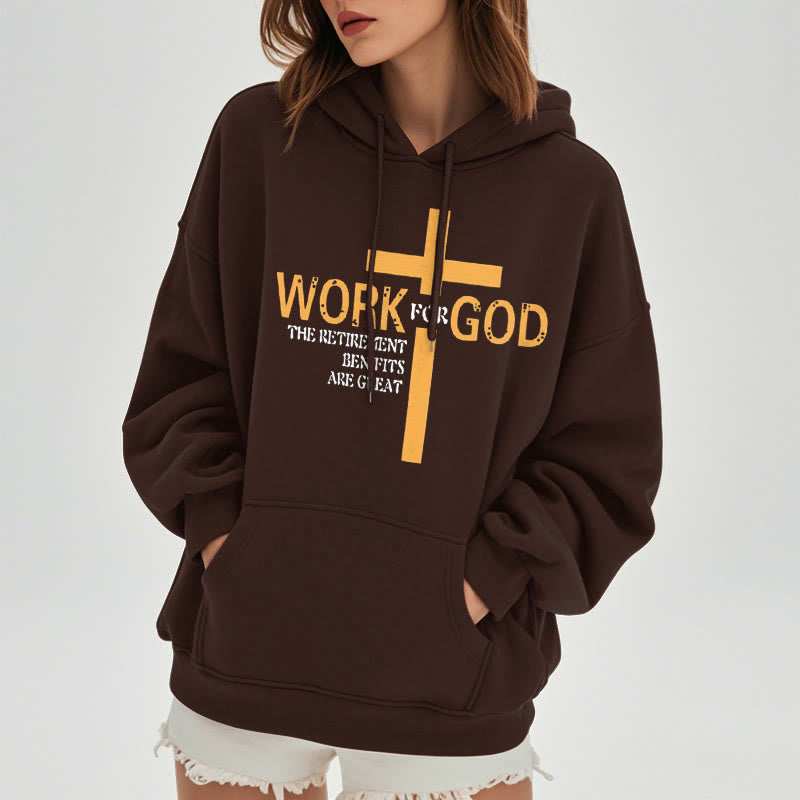 Felpa con cappuccio in poliestere foderata in pile stile classico Christianartworkshop Cross Work For God - image 17