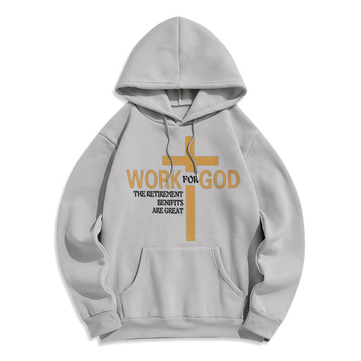 Felpa con cappuccio in poliestere foderata in pile stile classico Christianartworkshop Cross Work For God - Grigio - 2XL - image 30