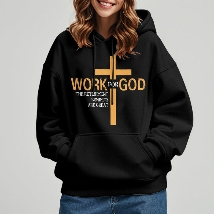 Felpa con cappuccio in poliestere foderata in pile stile classico Christianartworkshop Cross Work For God - image 1