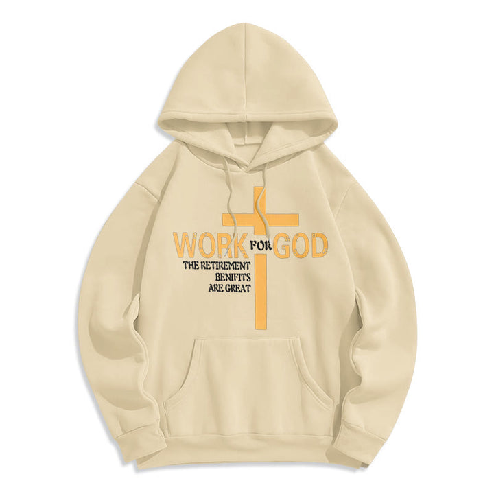 Felpa con cappuccio in poliestere foderata in pile stile classico Christianartworkshop Cross Work For God - Beige - 2XL - image 10