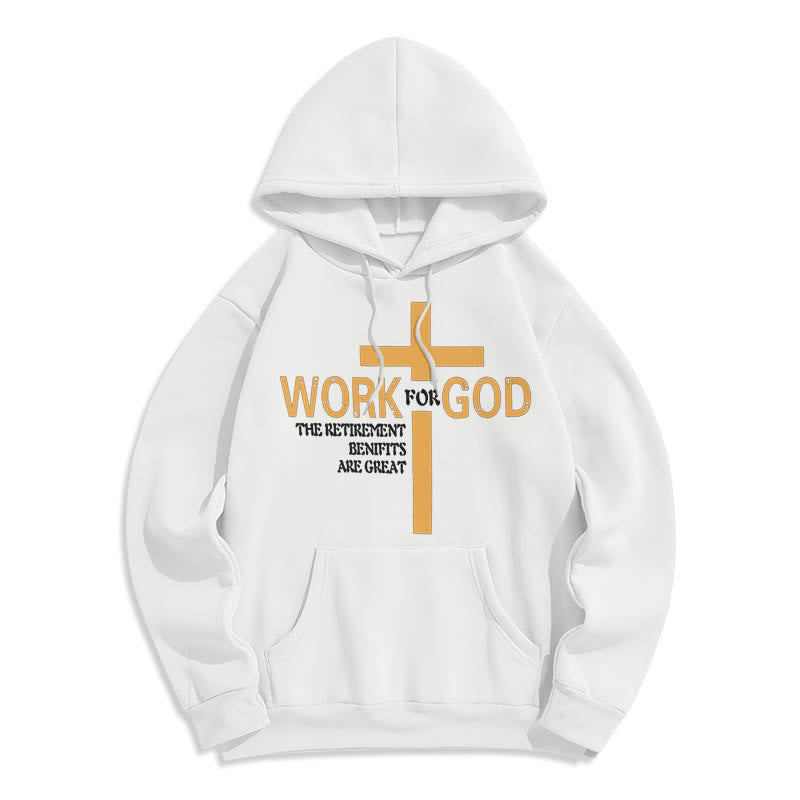 Felpa con cappuccio in poliestere foderata in pile stile classico Christianartworkshop Cross Work For God - Bianco - 2XL - image 5