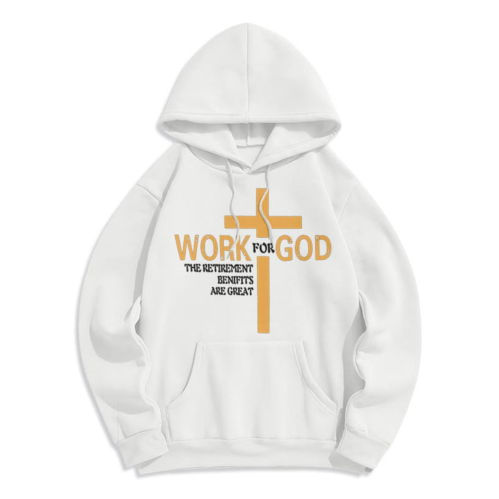 Felpa con cappuccio in poliestere foderata in pile stile classico Christianartworkshop Cross Work For God - Bianco - 2XL - image 5