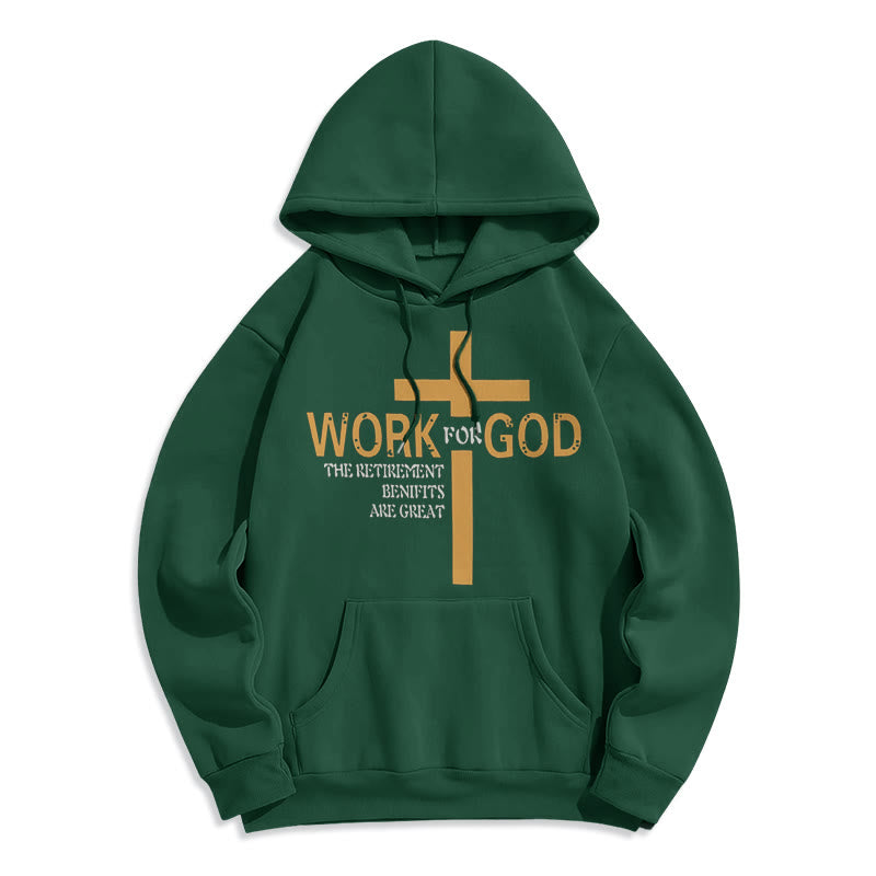 Felpa con cappuccio in poliestere foderata in pile stile classico Christianartworkshop Cross Work For God - Verde - 2XL - image 20