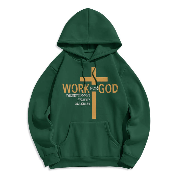 Felpa con cappuccio in poliestere foderata in pile stile classico Christianartworkshop Cross Work For God - Verde - 2XL - image 20