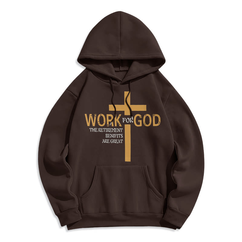 Felpa con cappuccio in poliestere foderata in pile stile classico Christianartworkshop Cross Work For God - Marrone - 2XL - image 15