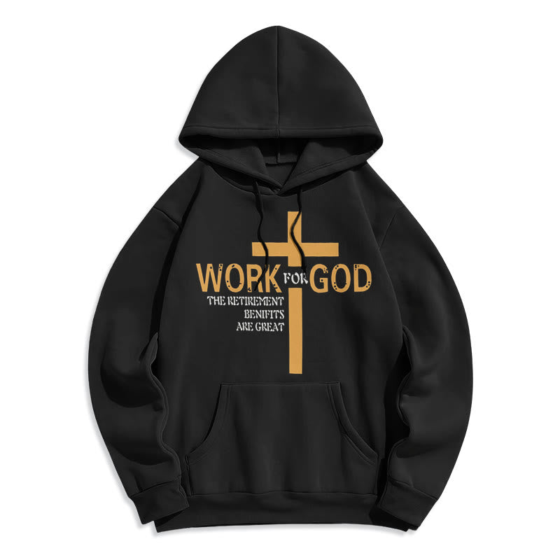 Felpa con cappuccio in poliestere foderata in pile stile classico Christianartworkshop Cross Work For God - Nero - 2XL - image 0
