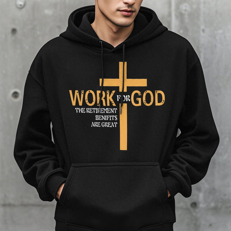 Felpa con cappuccio in poliestere foderata in pile stile classico Christianartworkshop Cross Work For God - image 2
