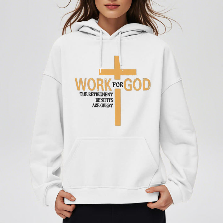 Felpa con cappuccio in poliestere foderata in pile stile classico Christianartworkshop Cross Work For God - image 6