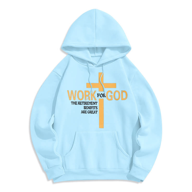 Felpa con cappuccio in poliestere foderata in pile stile classico Christianartworkshop Cross Work For God - Blu - 2XL - image 25