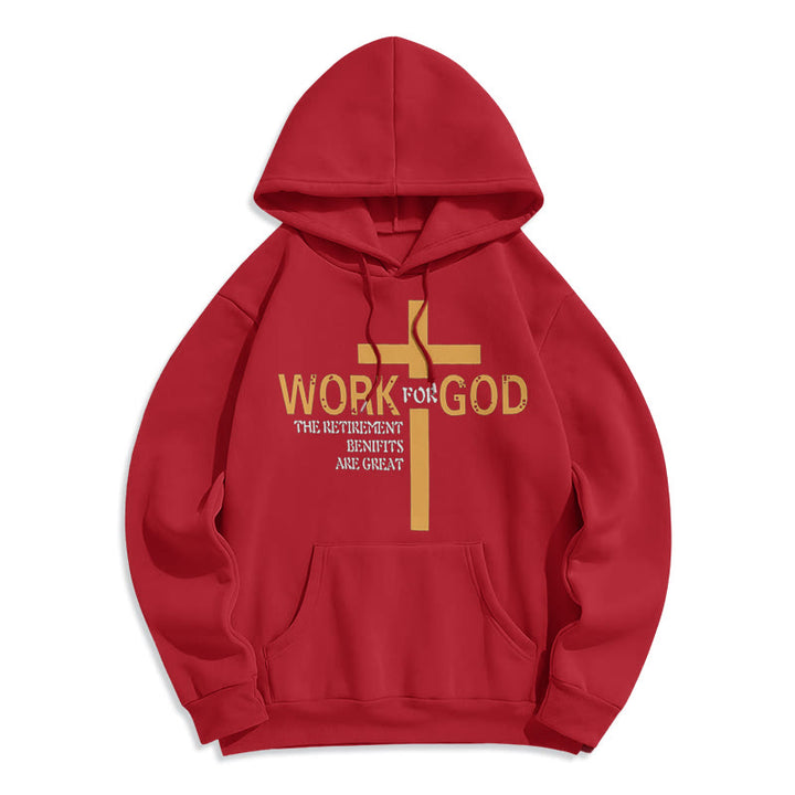 Felpa con cappuccio in poliestere foderata in pile stile classico Christianartworkshop Cross Work For God - Rosso - 2XL - image 35