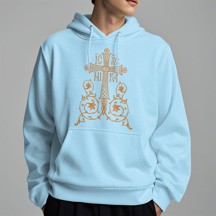 Felpa con cappuccio in poliestere foderata in pile con emblema della croce sacra in stile classico Christianartworkshop - image 27