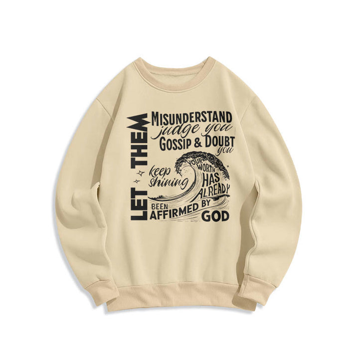 Felpa in poliestere foderata in pile stile moderno "Affermato da Dio " Christianartworkshop - Beige - 2XL - image 0