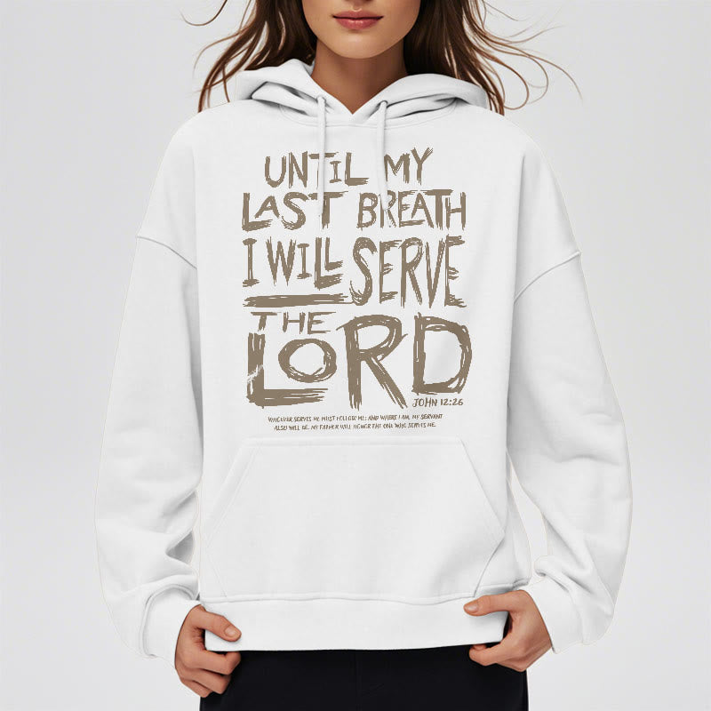 Felpa con cappuccio in poliestere foderata in pile con citazione "I Will Serve The Lord" Christianartworkshop - image 1