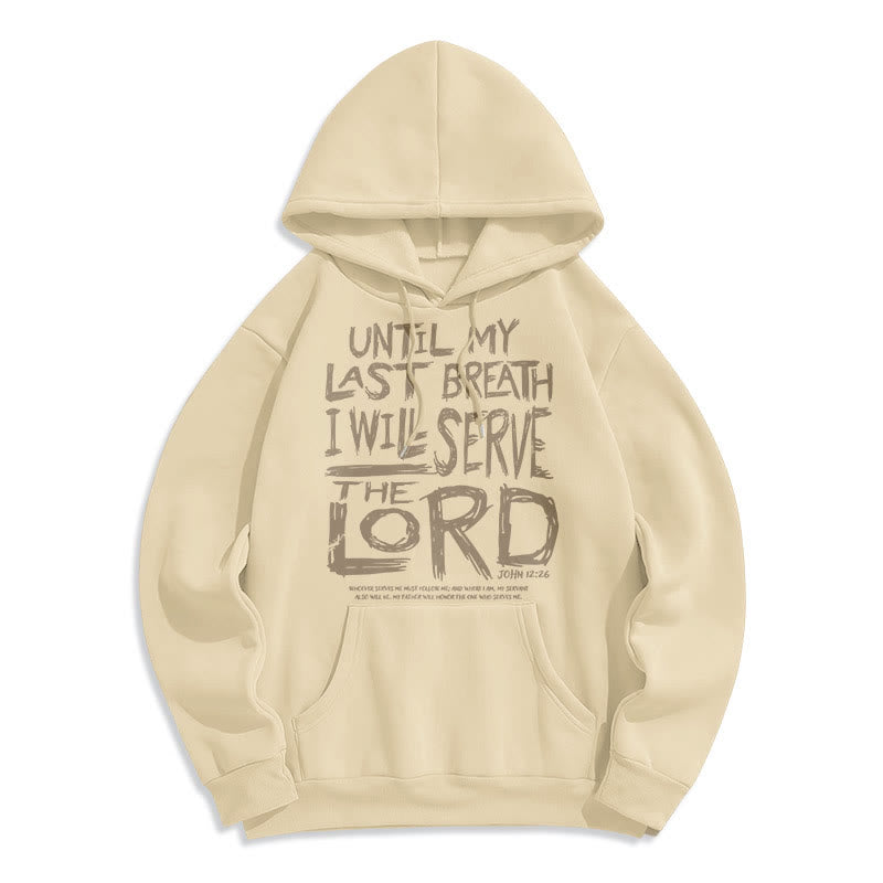 Felpa con cappuccio in poliestere foderata in pile con citazione "I Will Serve The Lord" di Christianartworkshop - Beige - 2XL - image 10
