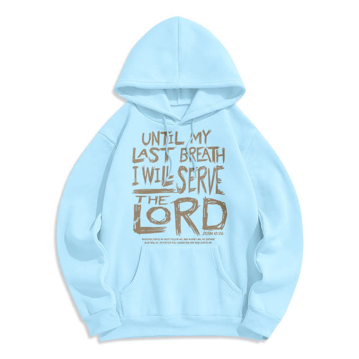 Felpa con cappuccio in poliestere foderata in pile con citazione "I Will Serve The Lord" Christianartworkshop - Blu - 2XL - image 19