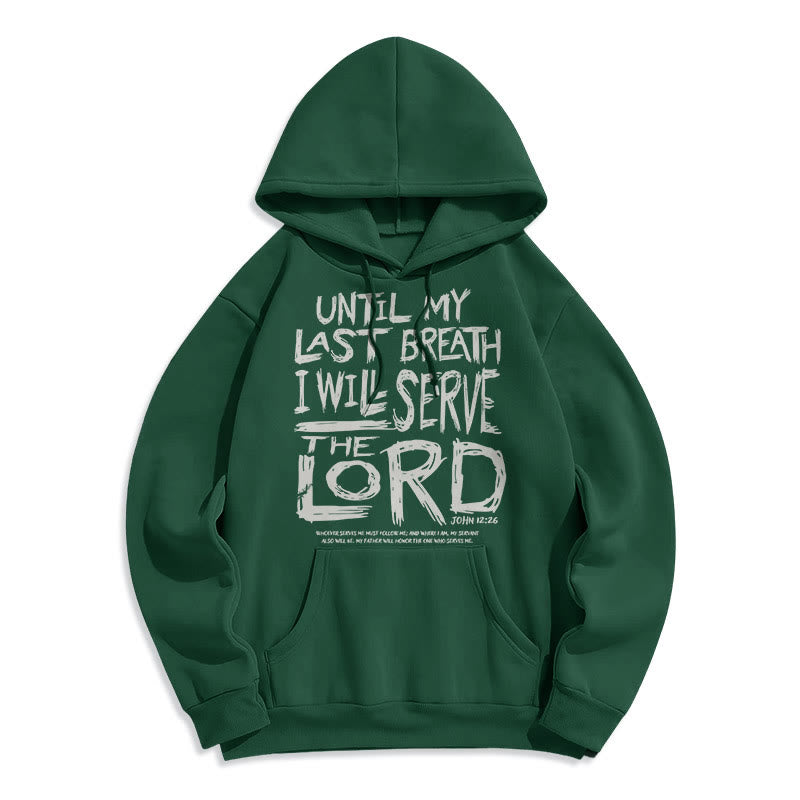 Felpa con cappuccio in poliestere foderata in pile con citazione "I Will Serve The Lord" di Christianartworkshop - Verde - 2XL - image 16