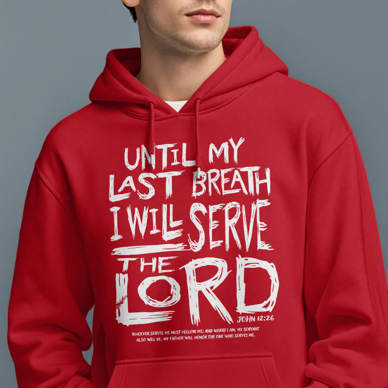Felpa con cappuccio in poliestere foderata in pile con citazione "I Will Serve The Lord" Christianartworkshop - image 29