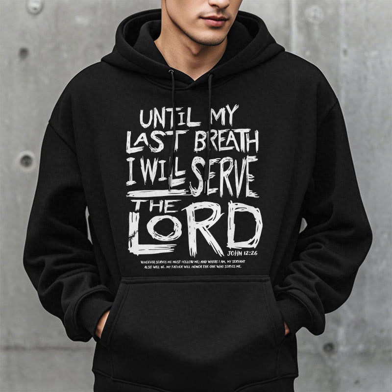 Felpa con cappuccio in poliestere foderata in pile con citazione "I Will Serve The Lord" Christianartworkshop - image 8