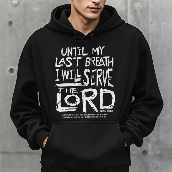 Felpa con cappuccio in poliestere foderata in pile con citazione "I Will Serve The Lord" Christianartworkshop - image 8