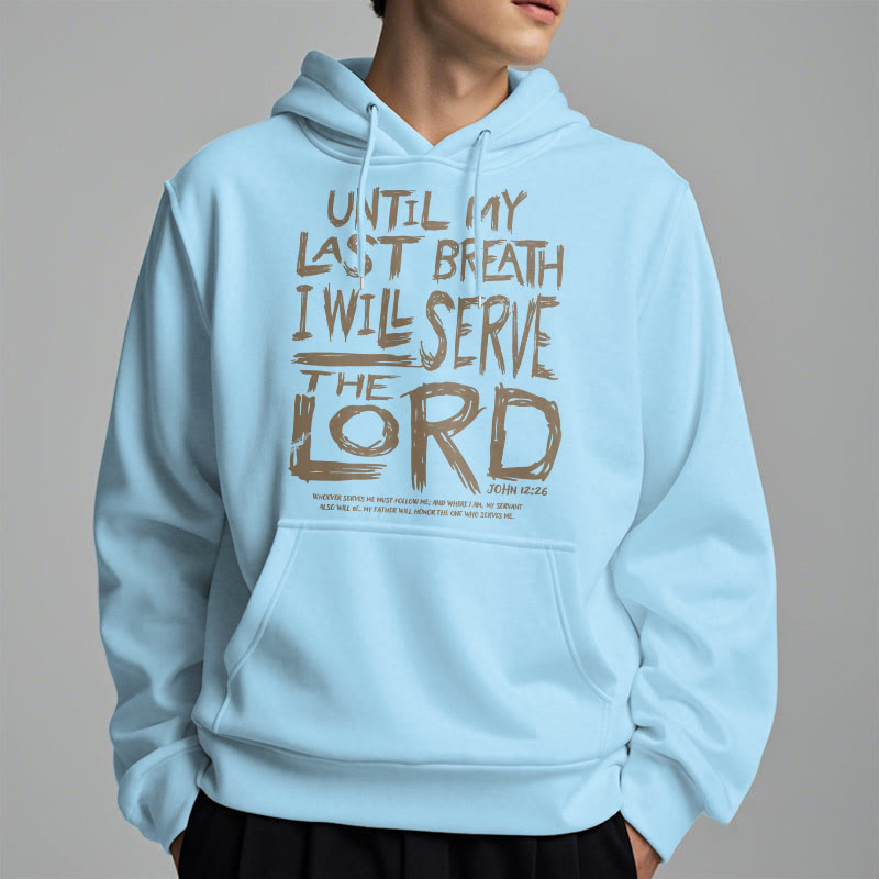 Felpa con cappuccio in poliestere foderata in pile con citazione "I Will Serve The Lord" Christianartworkshop - image 22
