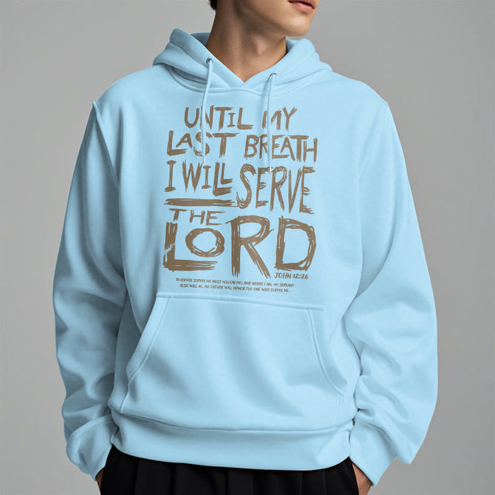 Felpa con cappuccio in poliestere foderata in pile con citazione "I Will Serve The Lord" Christianartworkshop - image 22