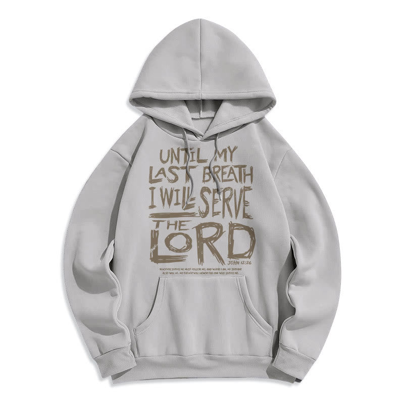 Felpa con cappuccio in poliestere foderata in pile con citazione "I Will Serve The Lord" di Christianartworkshop - Grigio - 2XL - image 24