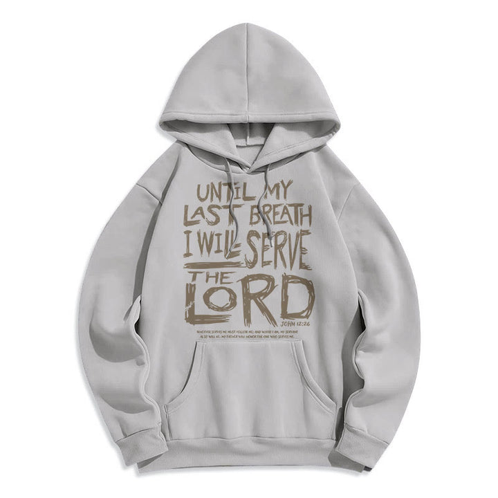 Felpa con cappuccio in poliestere foderata in pile con citazione "I Will Serve The Lord" di Christianartworkshop - Grigio - 2XL - image 24