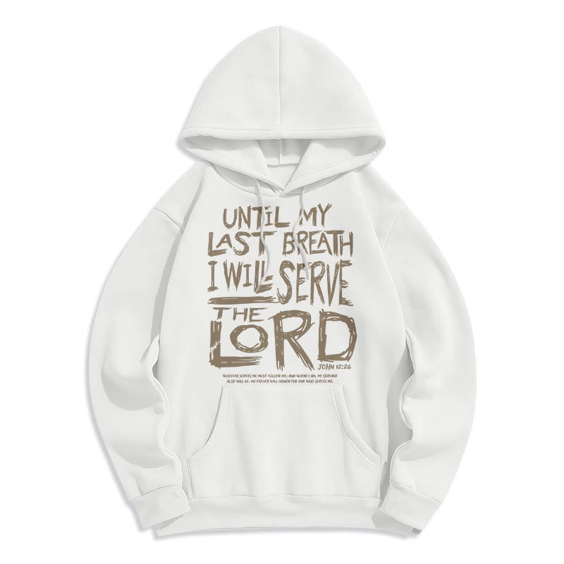 Felpa con cappuccio in poliestere foderata in pile con citazione "I Will Serve The Lord" di Christianartworkshop - Bianco - 2XL - image 0