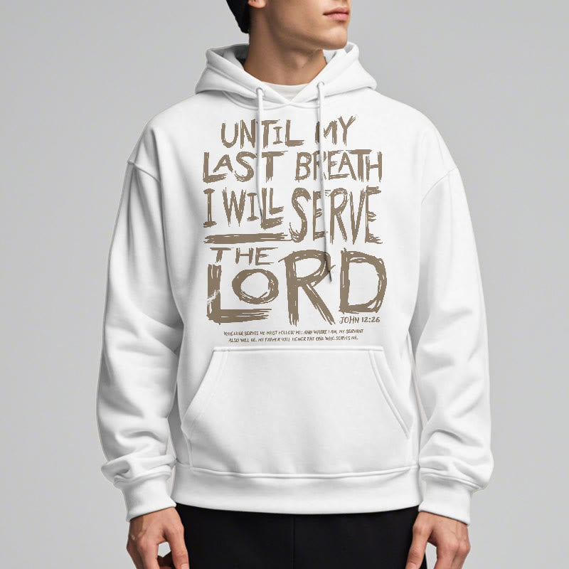 Felpa con cappuccio in poliestere foderata in pile con citazione "I Will Serve The Lord" Christianartworkshop - image 2