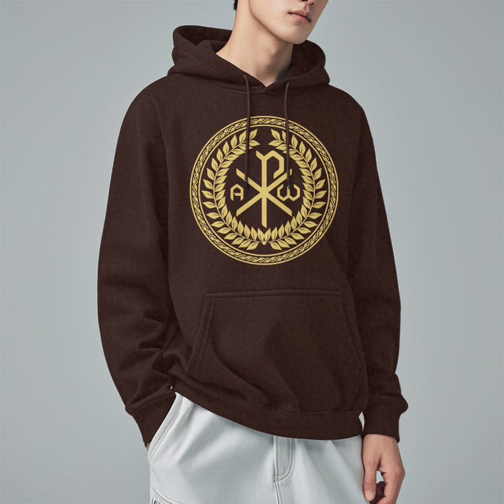 Felpa con cappuccio in poliestere foderata in pile con emblema sacro Chi-rho in stile classico Christianartworkshop - image 18
