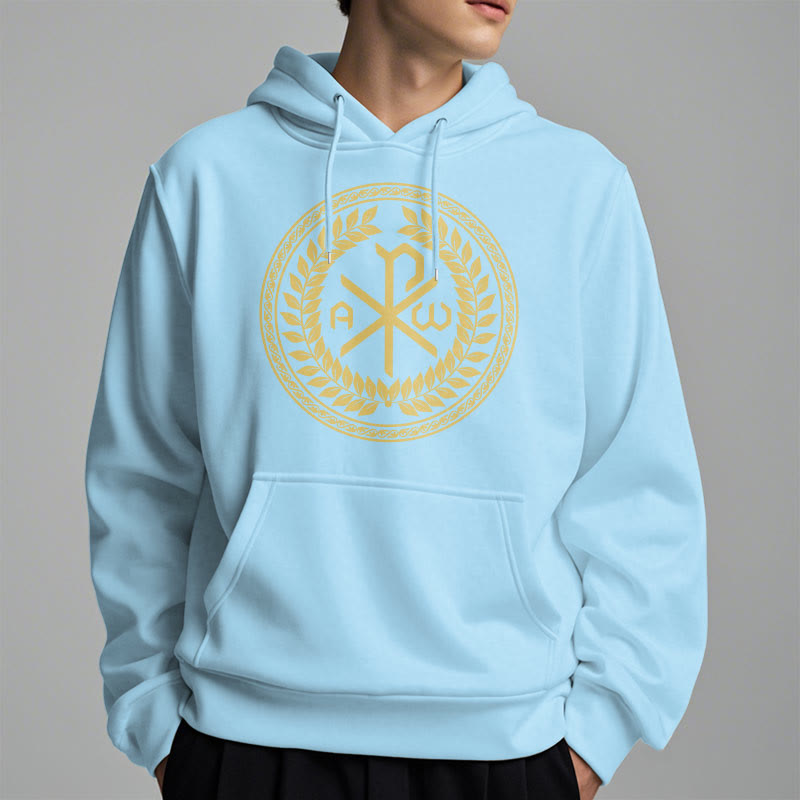 Felpa con cappuccio in poliestere foderata in pile con emblema sacro Chi-rho in stile classico Christianartworkshop - image 27