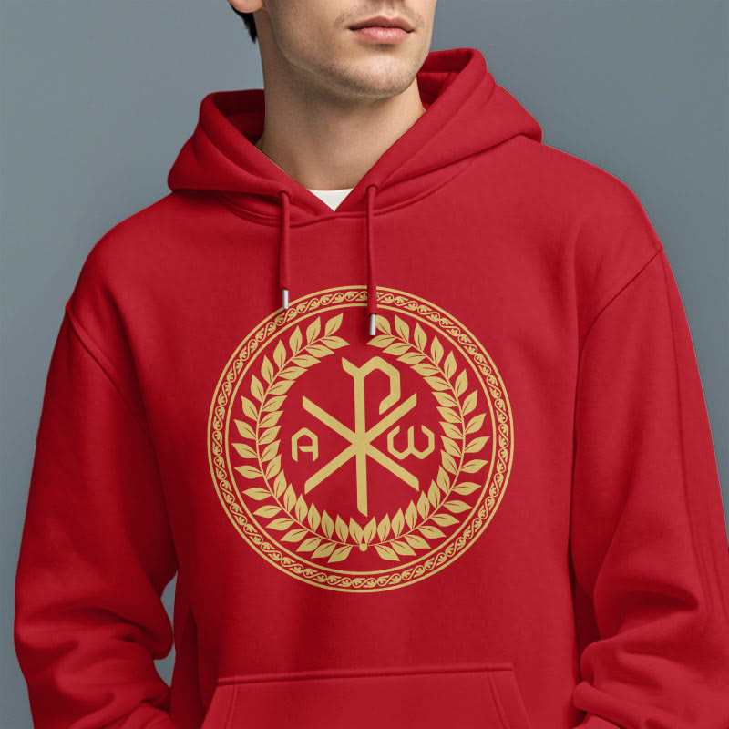 Felpa con cappuccio in poliestere foderata in pile con emblema sacro Chi-rho in stile classico Christianartworkshop - image 38