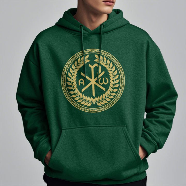 Felpa con cappuccio in poliestere foderata in pile con emblema sacro Chi-rho in stile classico Christianartworkshop - image 23