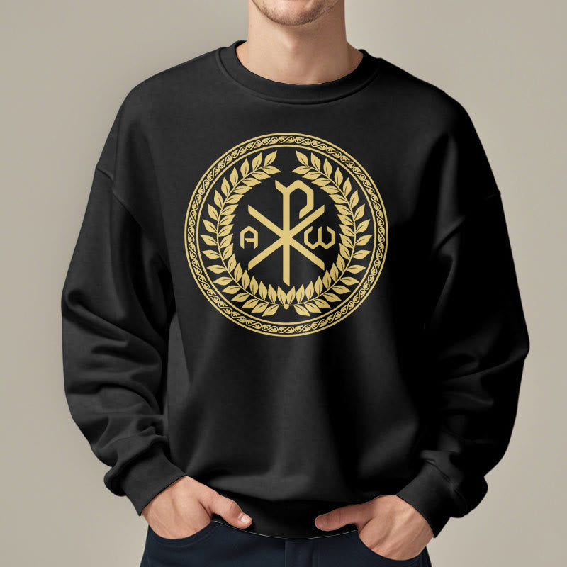 Felpa in poliestere foderata in pile con emblema sacro Chi-rho in stile classico Christianartworkshop - image 1