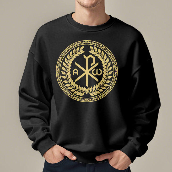 Felpa in poliestere foderata in pile con emblema sacro Chi-rho in stile classico Christianartworkshop - image 1