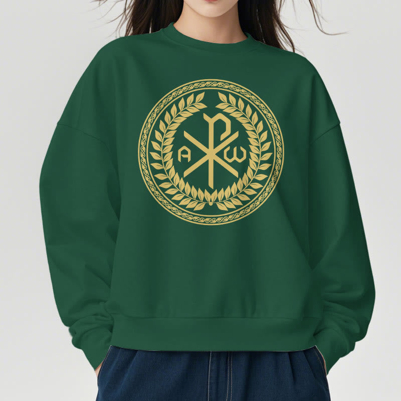 Felpa in poliestere foderata in pile con emblema sacro Chi-rho in stile classico Christianartworkshop - image 22