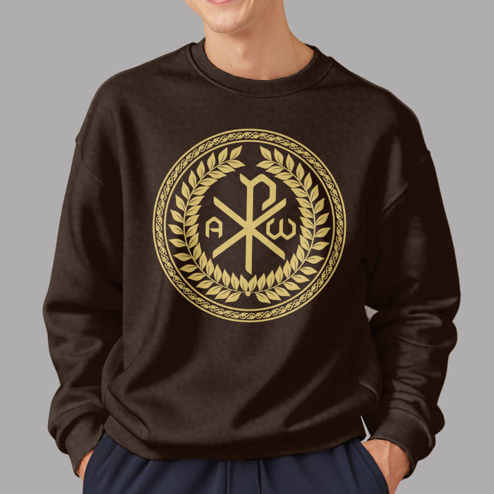 Felpa in poliestere foderata in pile con emblema sacro Chi-rho in stile classico Christianartworkshop - image 18