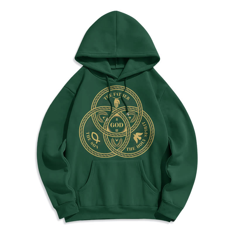 Felpa con cappuccio in poliestere foderata in pile stile classico "Sacra Trinità Unità " Christianartworkshop - Verde - 2XL - image 20