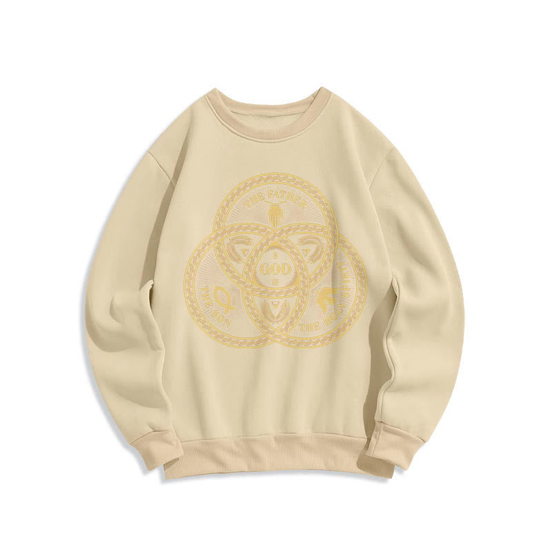 Felpa in poliestere foderata in pile con scritta "Sacra Trinità Unità" in stile classico Christianartworkshop - Beige - 2XL - image 10