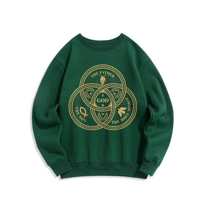 Felpa in poliestere foderata in pile con scritta "Sacra Trinità Unità" in stile classico Christianartworkshop - Verde - 2XL - image 20