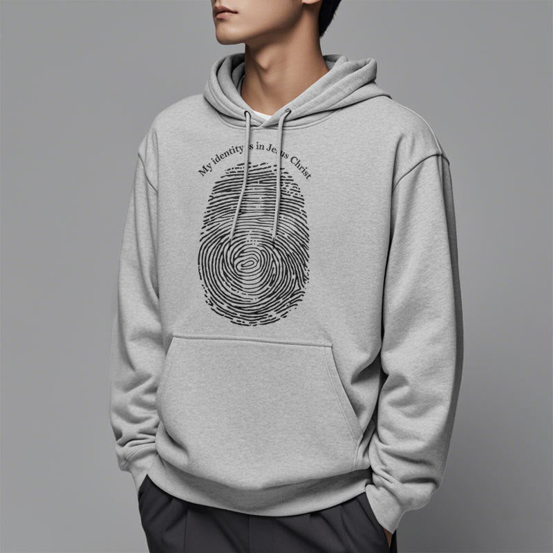 Felpa con cappuccio in poliestere foderata in pile con croce Christianartworkshop in stile classico "La mia identità è in Gesù Cristo" - image 32