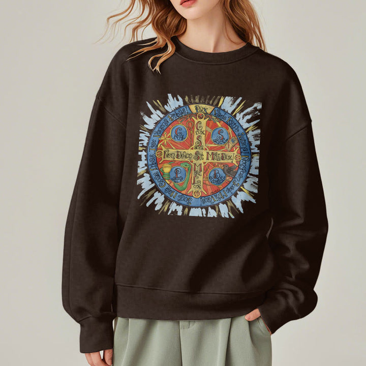 Felpa in poliestere foderata in pile con croce benedettina Pax in stile classico colorato Christianartworkshop - image 18