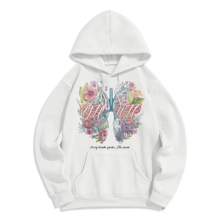 Christianartworkshop Felpa con cappuccio in poliestere foderata in pile con scritta "Every Breath Speaks His Name" di Colored Style - Bianco - 2XL - image 0