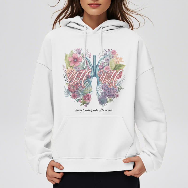 Christianartworkshop Felpa con cappuccio in poliestere foderata in pile con scritta "Every Breath Speaks His Name" di Colored Style - image 1