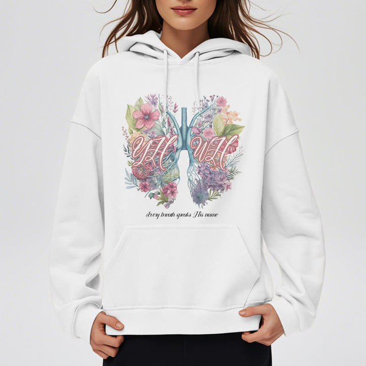 Christianartworkshop Felpa con cappuccio in poliestere foderata in pile con scritta "Every Breath Speaks His Name" di Colored Style - image 1